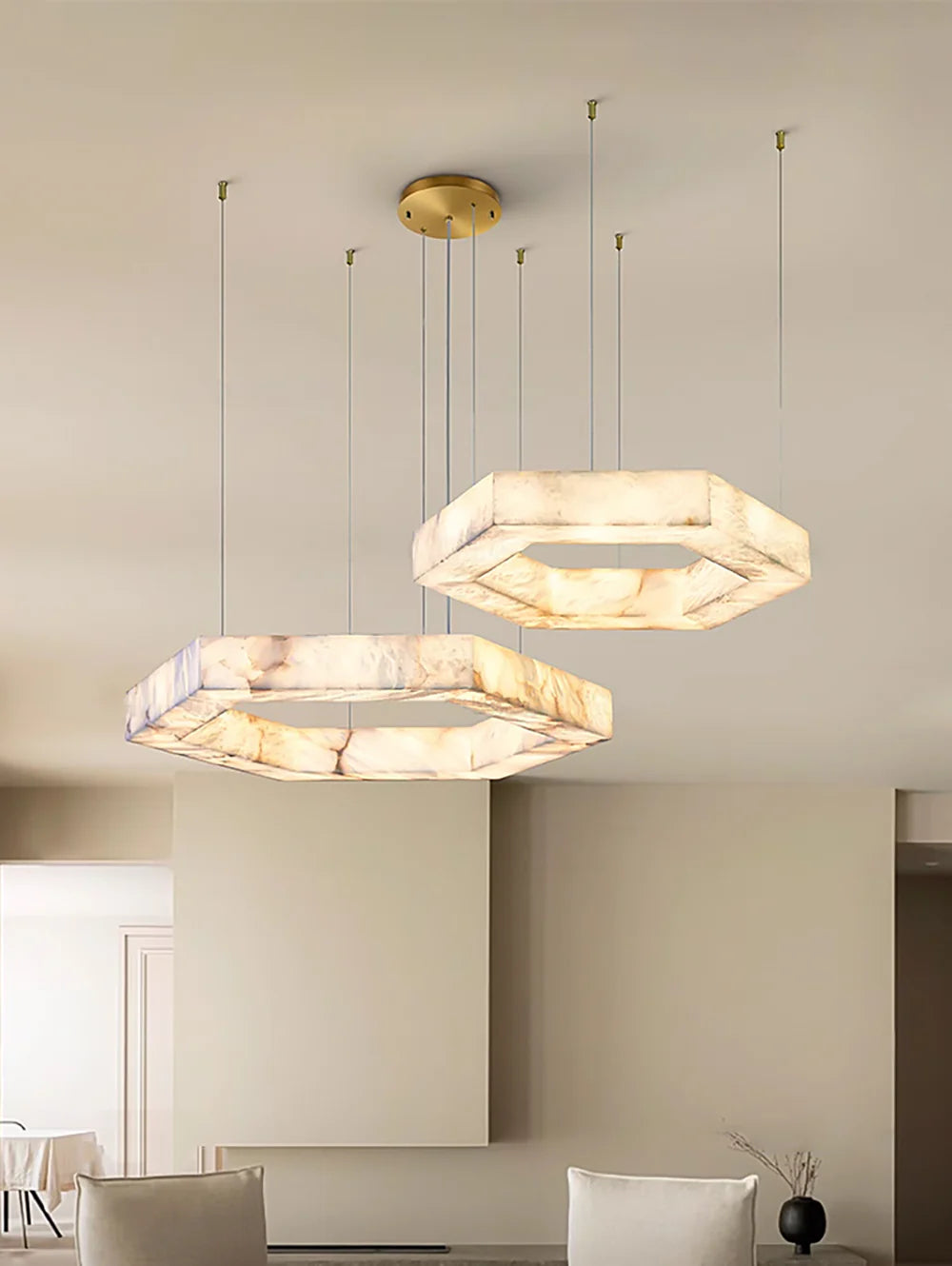 Hexagonal Alabaster Chandelier
