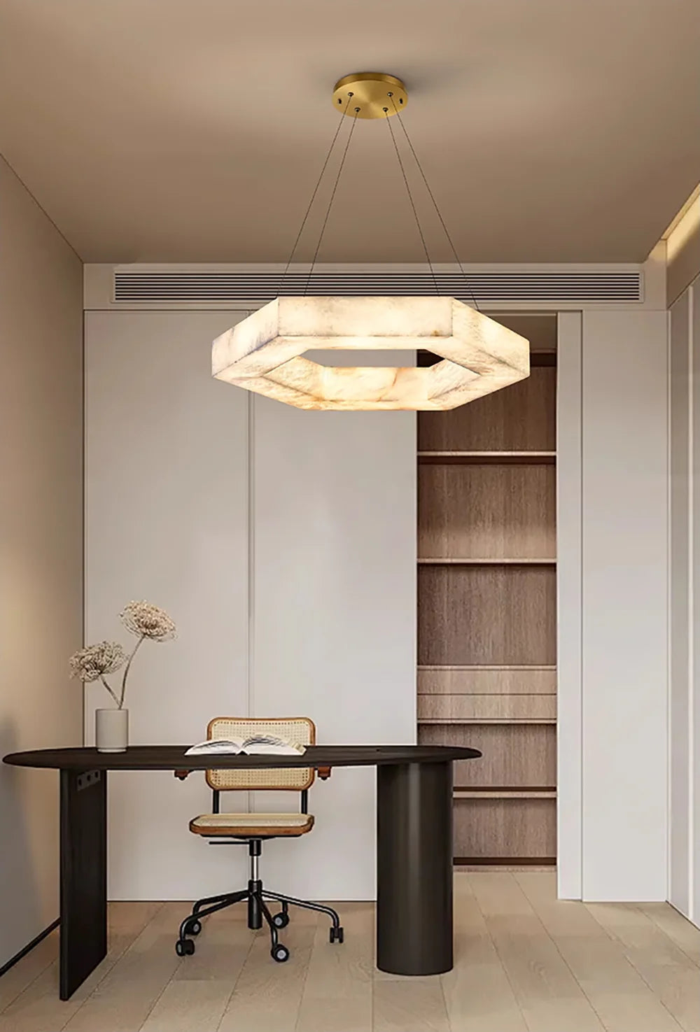 Hexagonal Alabaster Chandelier