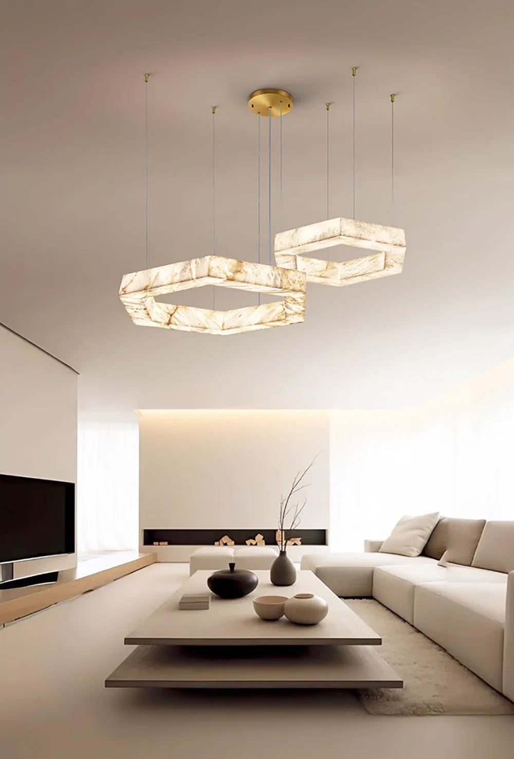 Hexagonal Alabaster Chandelier