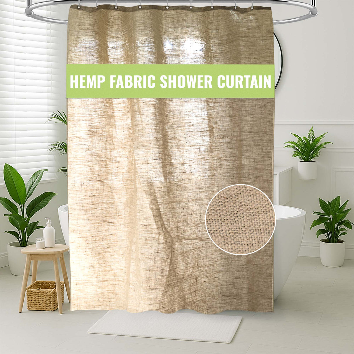 Hemp Shower Curtain – Bath, Tub + Stall Sizes – Made in USA