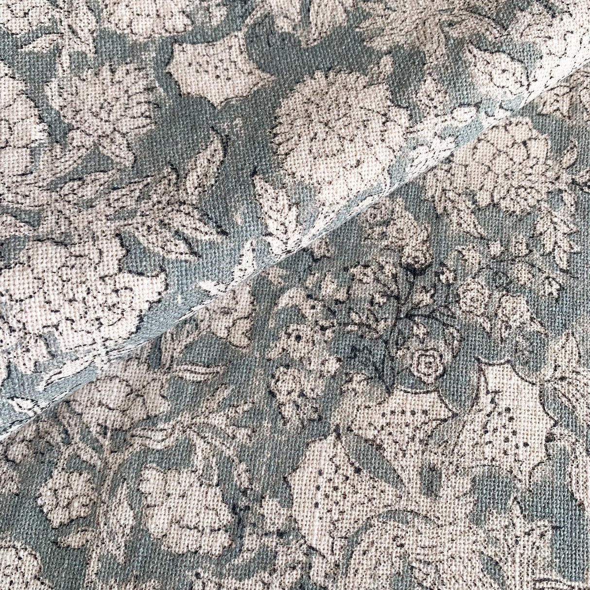 Chloe Floral Block Printed Pillow Cover | Blue
