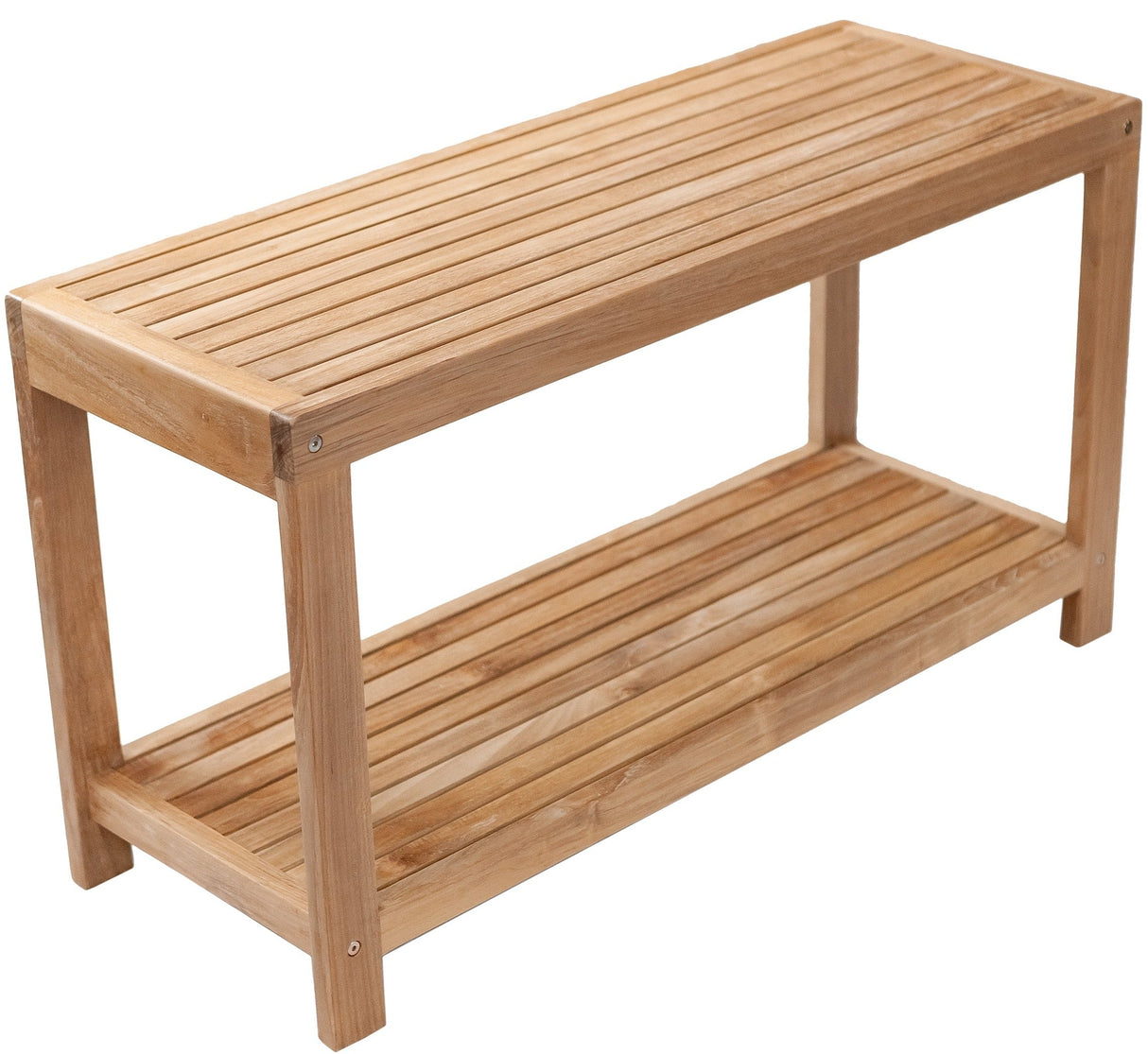 Bali Natural Teak Shower and Bath Spa Bench with Shelf - 35"