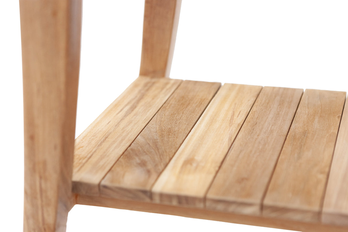 Taipei Natural Teak Shower and Bath Curved Spa Bench with Shelf