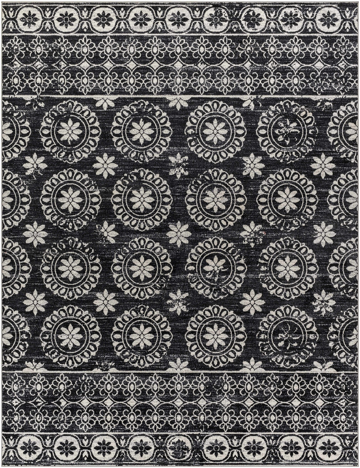 Kahraman Black & White Washable Rug