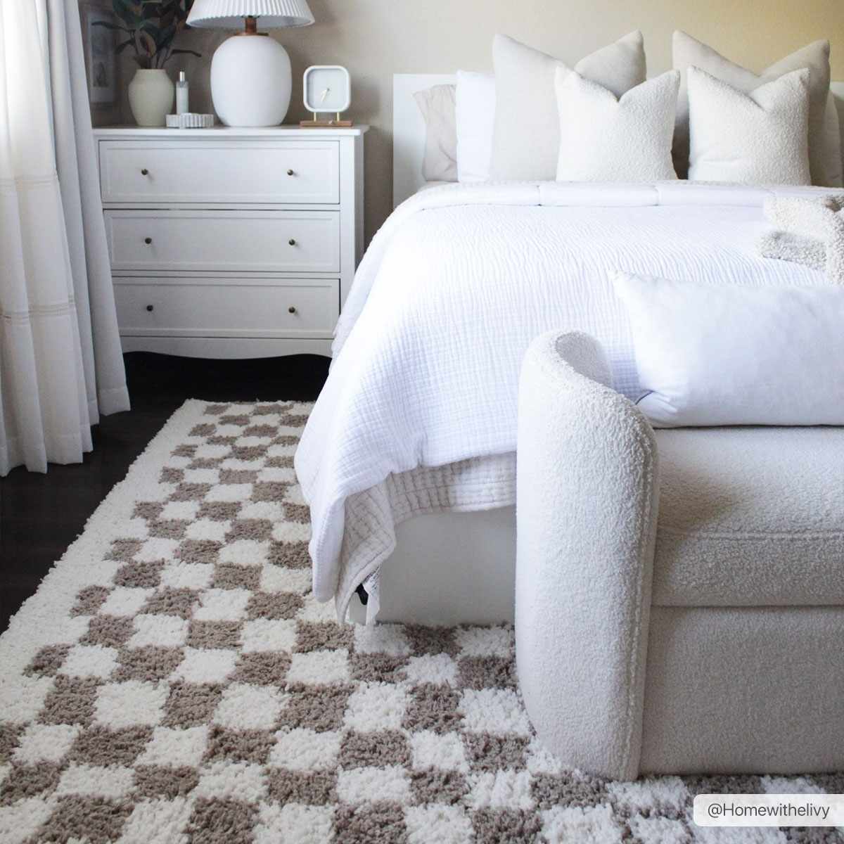 Kieu Taupe Checkered Shag Rug