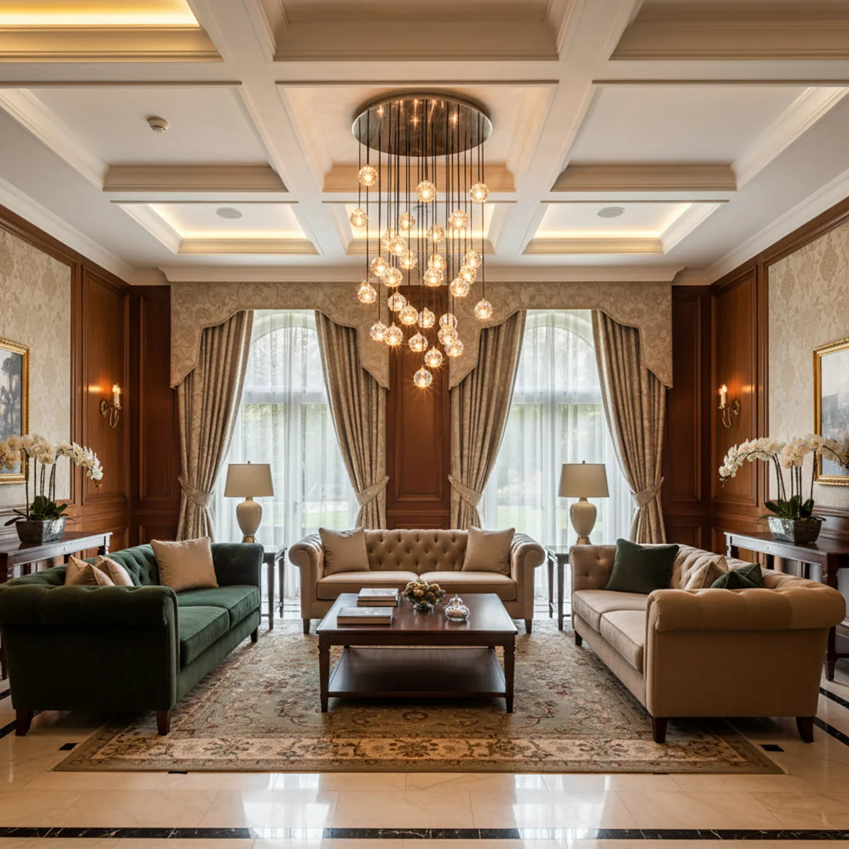 Kristal Crystal Round Cluster Chandelier