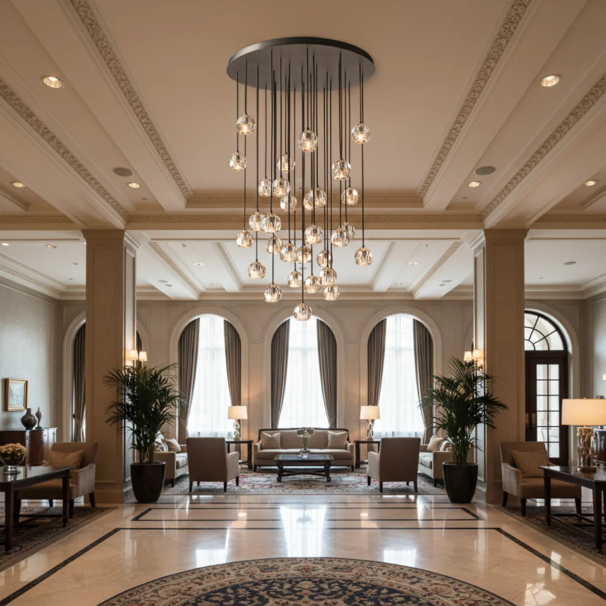 Kristal Crystal Round Cluster Chandelier