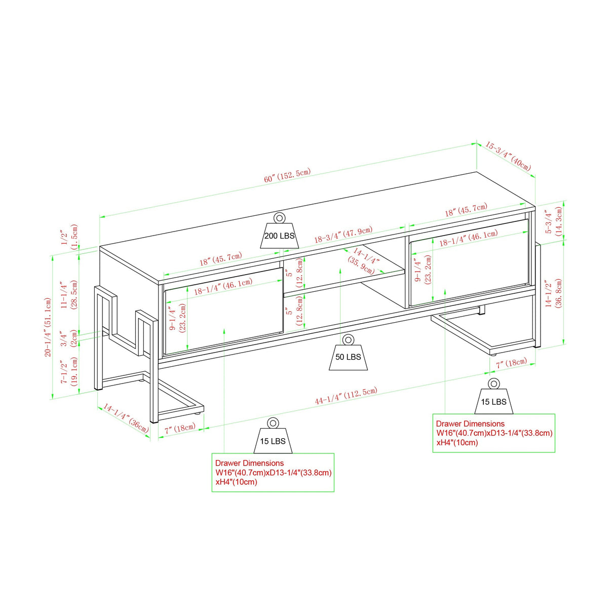 Betty Modern Glam 2-Drawer TV Stand