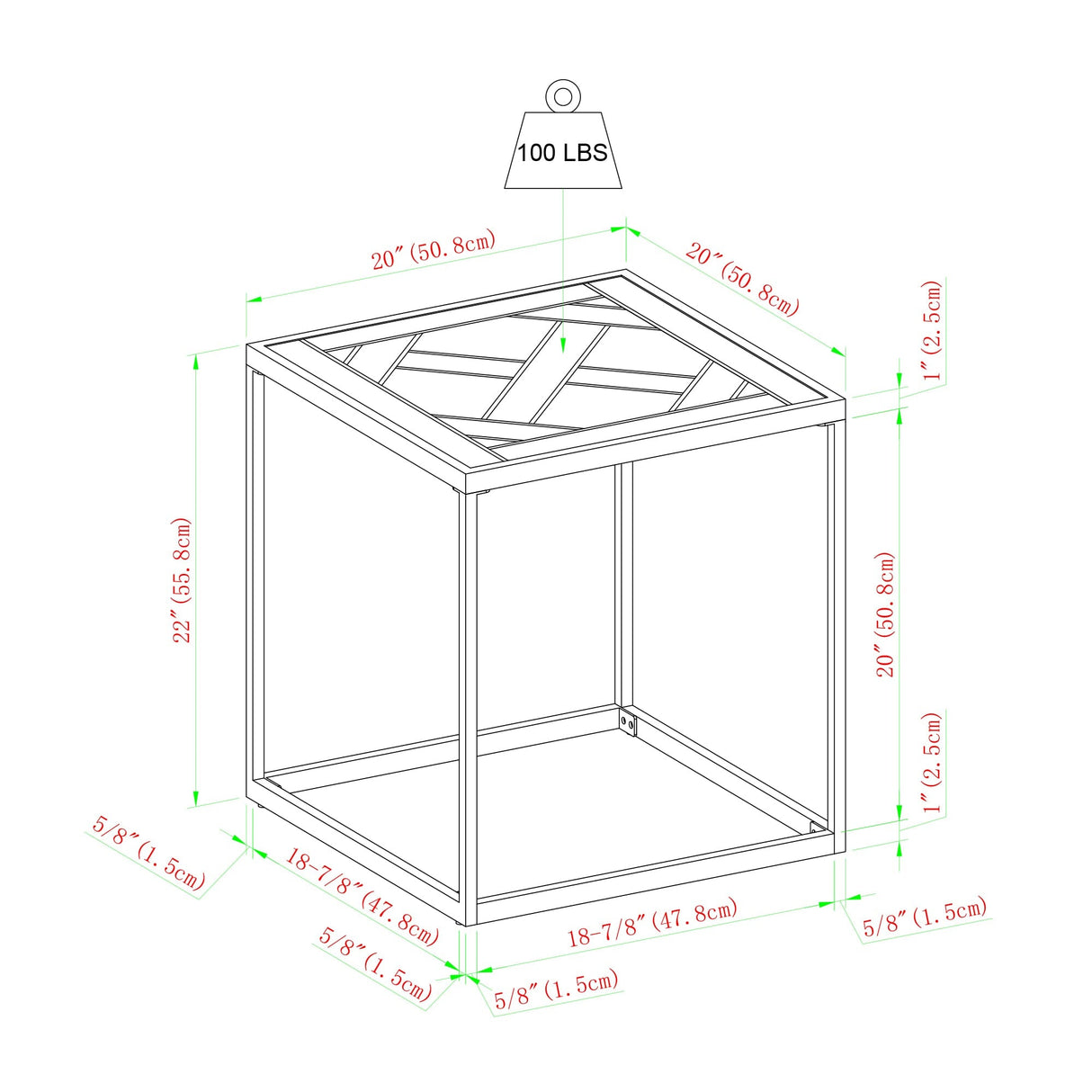 Parquet 20" Square Side Table