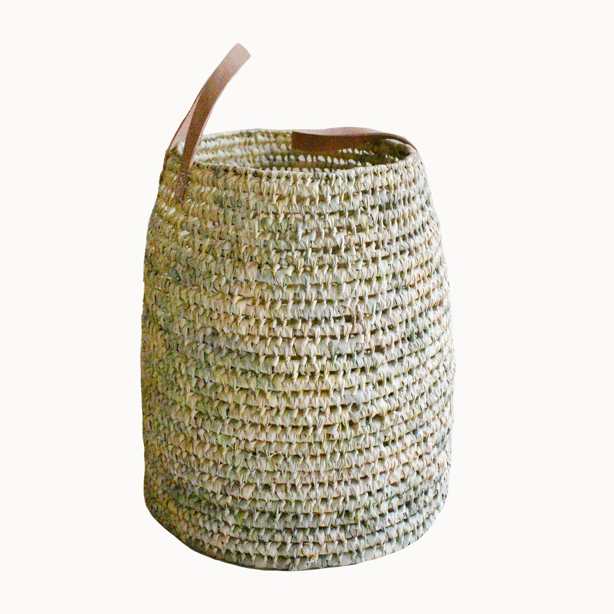 Leather Handle Palm Basket