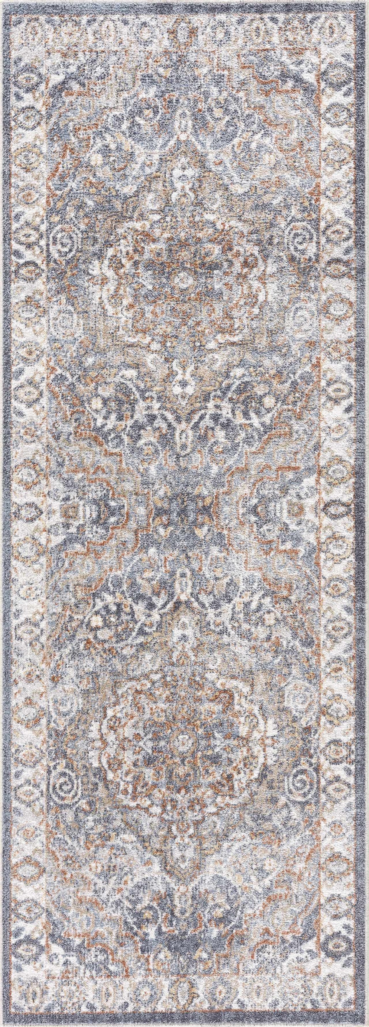 Aurum Blue & Beige Washable Area Rug