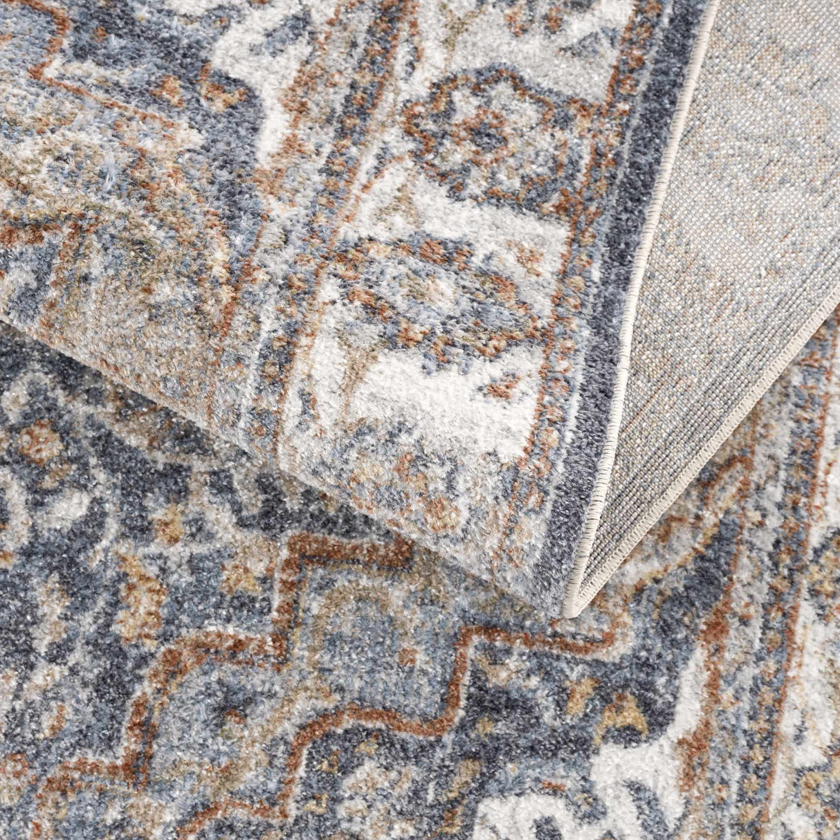 Aurum Blue & Beige Washable Area Rug