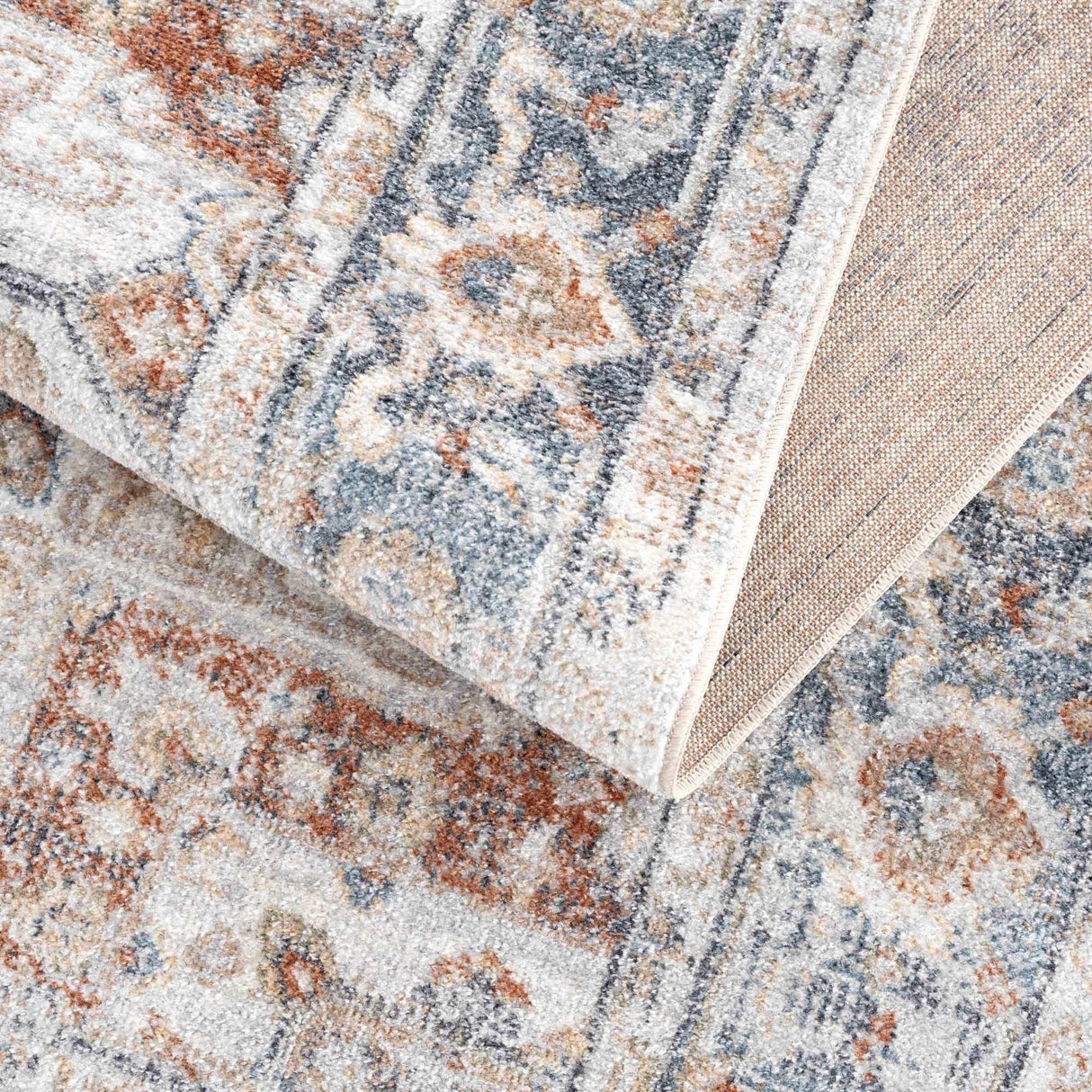 Neta Red & Blue Flat Pile Washable Rug