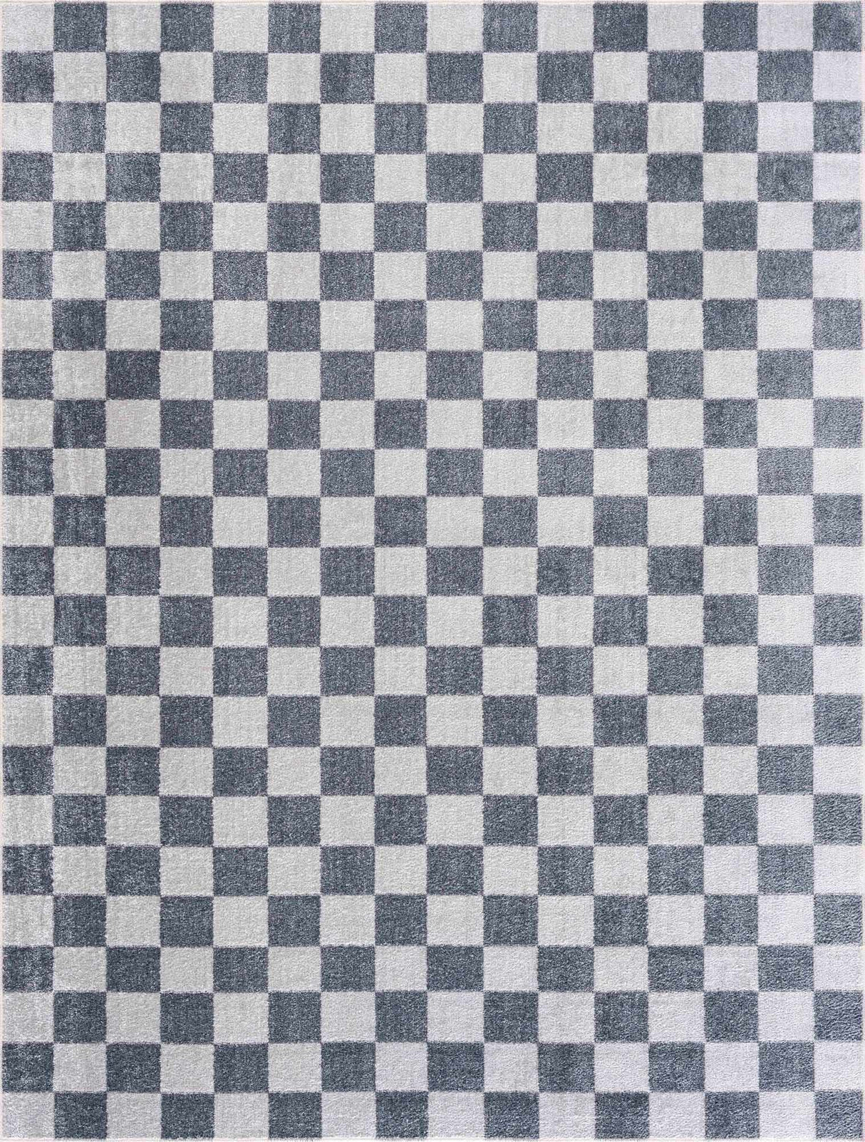 Alie Blue Gray Checkered Washable Rug