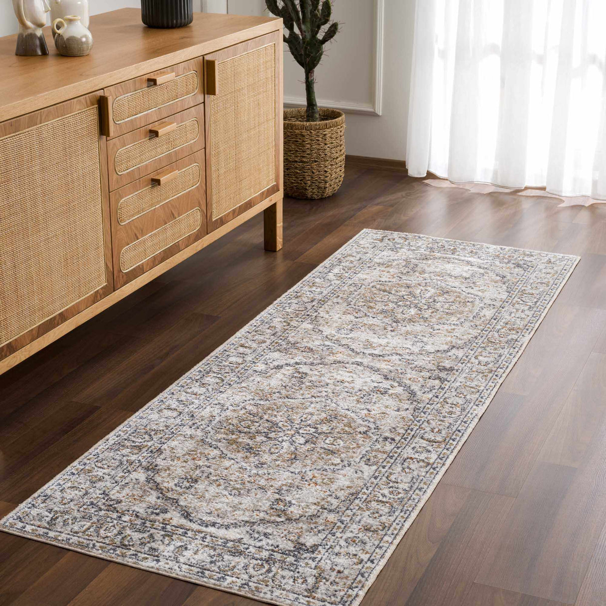 Cream Hiti Washable area rug