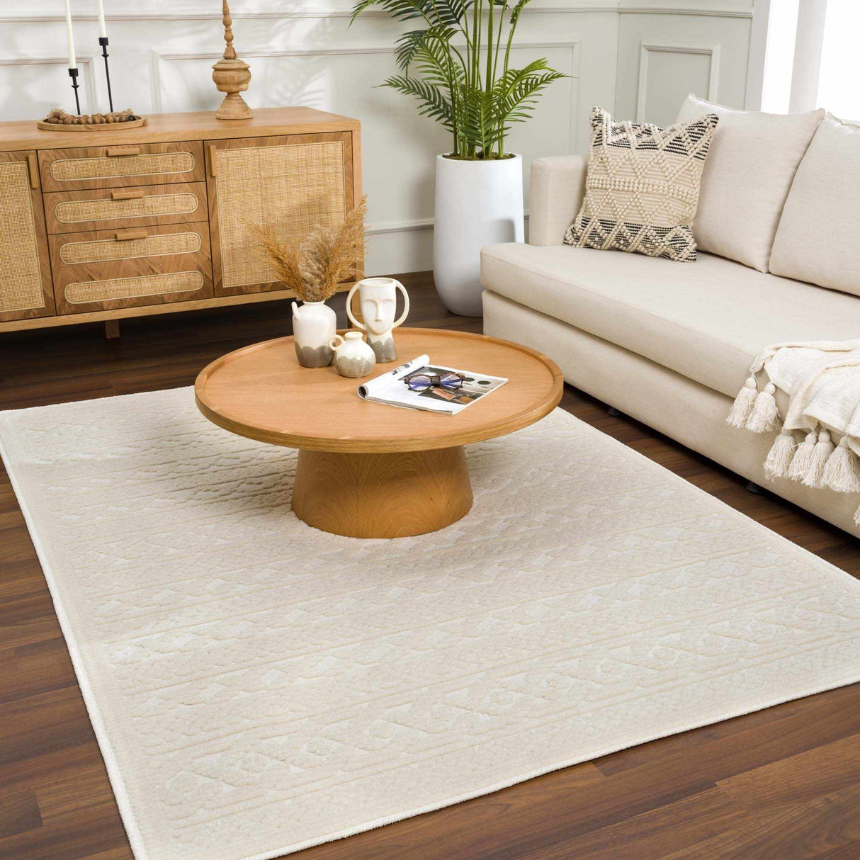 Fadey White 3D Washable Rug