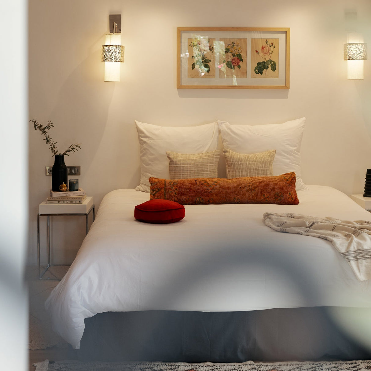 Peach Long Lumbar Rug Pillow