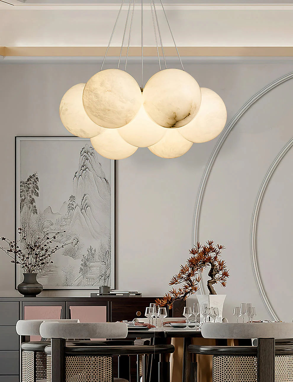 Lunar Alabaster Spherical Chandelier