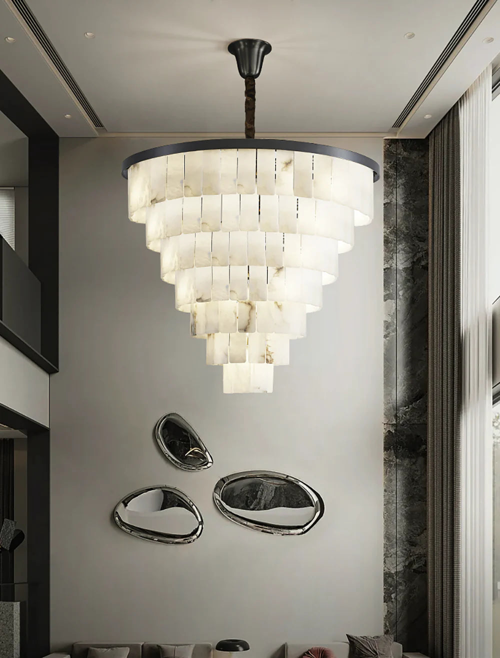 Luxurious Cascading Snow Plaster Chandelier