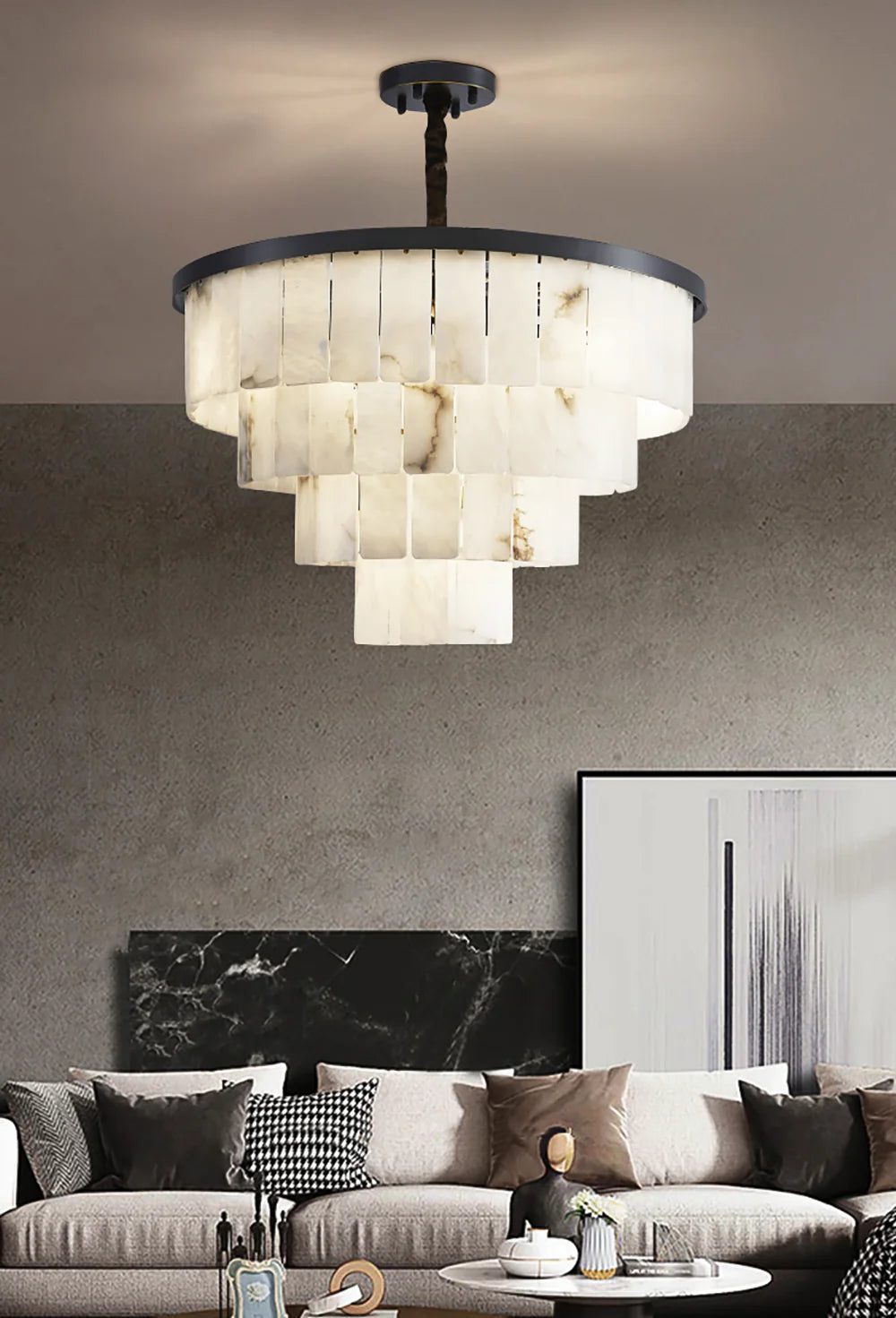 Luxurious Cascading Snow Plaster Chandelier