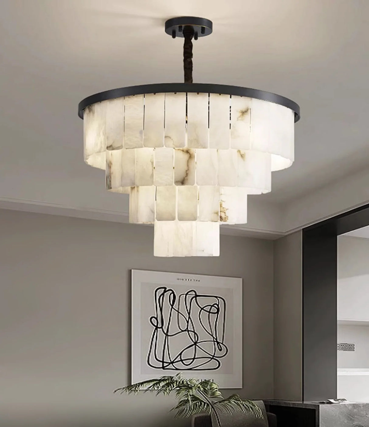 Luxurious Cascading Snow Plaster Chandelier