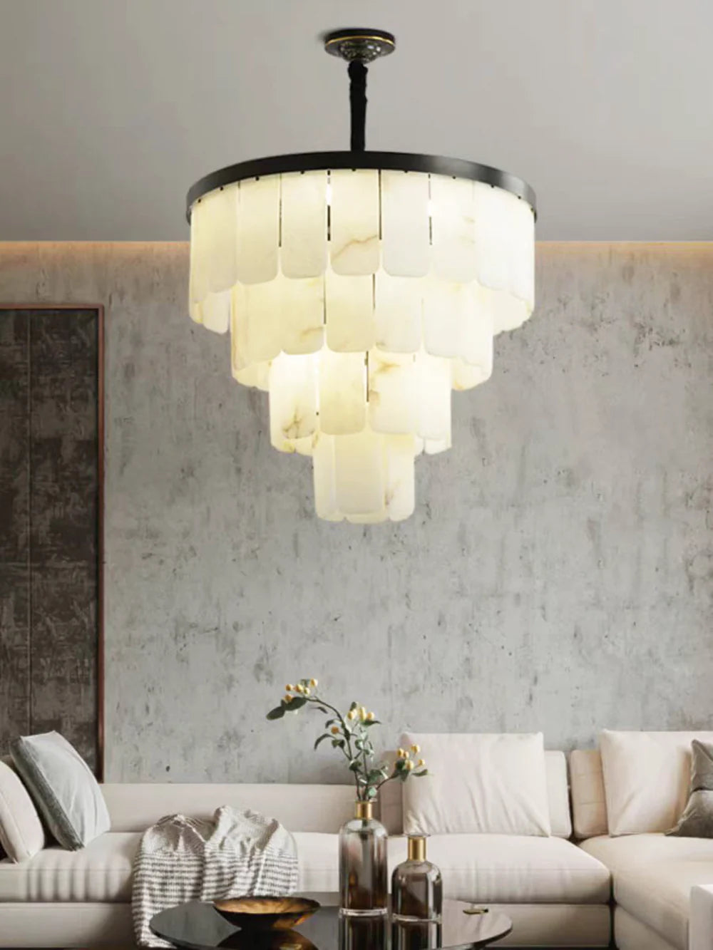 Luxurious Cascading Snow Plaster Chandelier