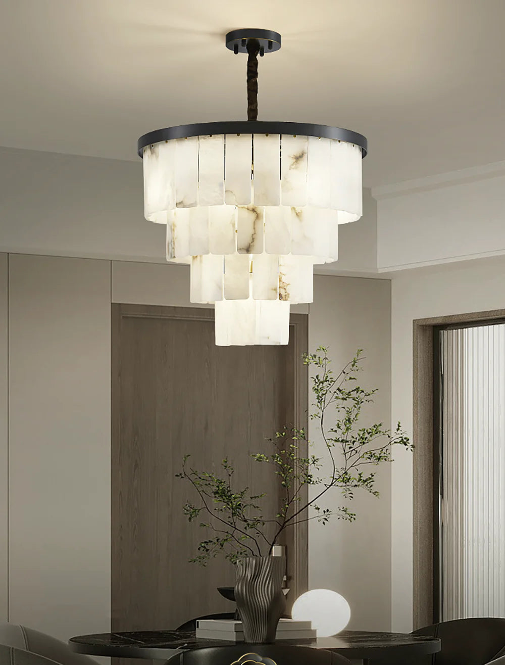 Luxurious Cascading Snow Plaster Chandelier