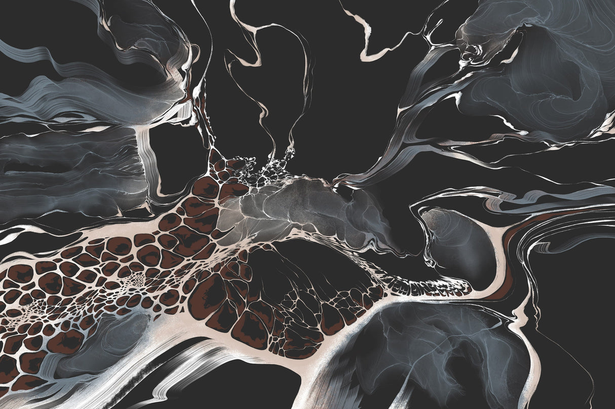 Bespoke Black Marble Wall Mural - Modern Fluid Art Wallpaper