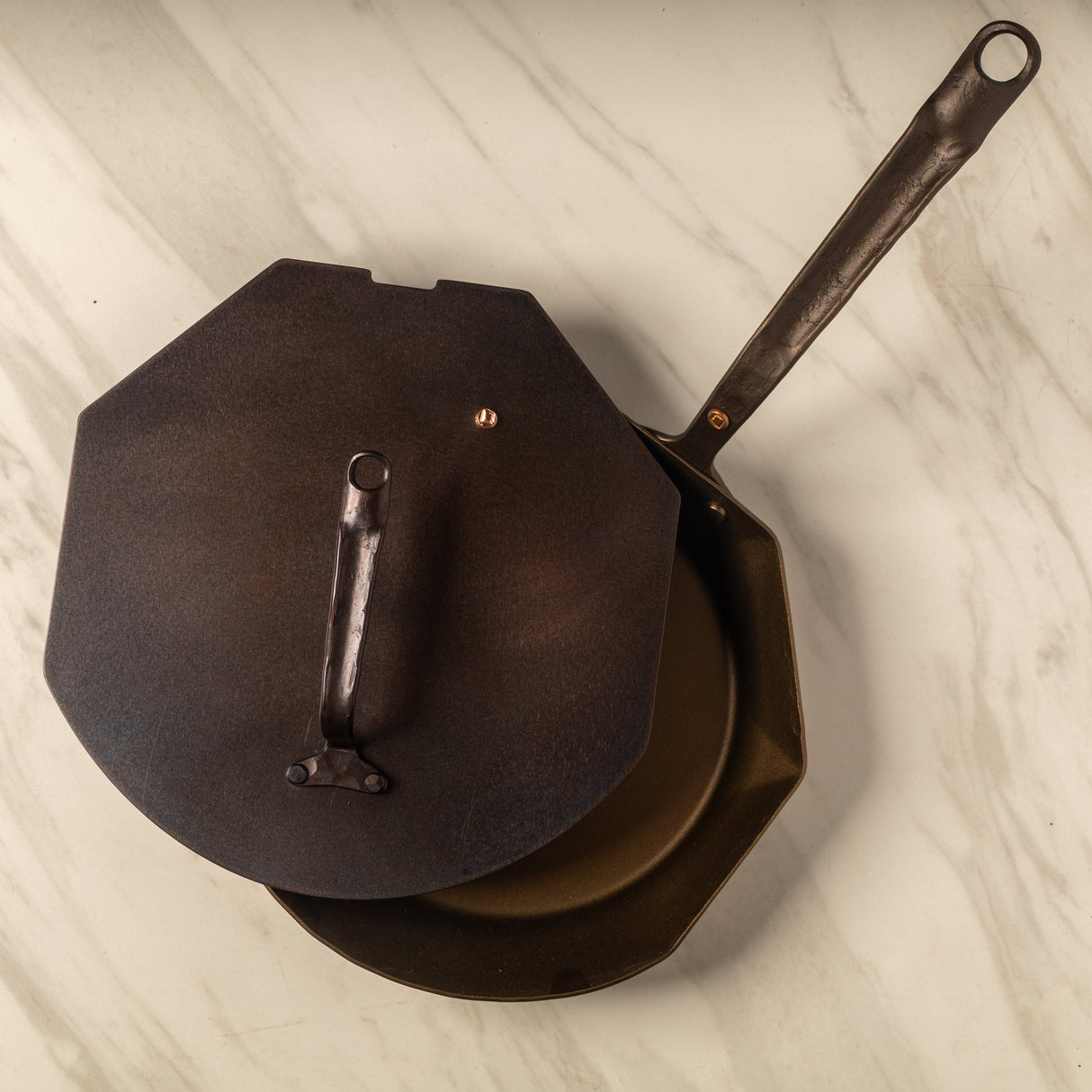 8",10",12" Hybrid Carbon Steel Skillets Set - Hand Forged