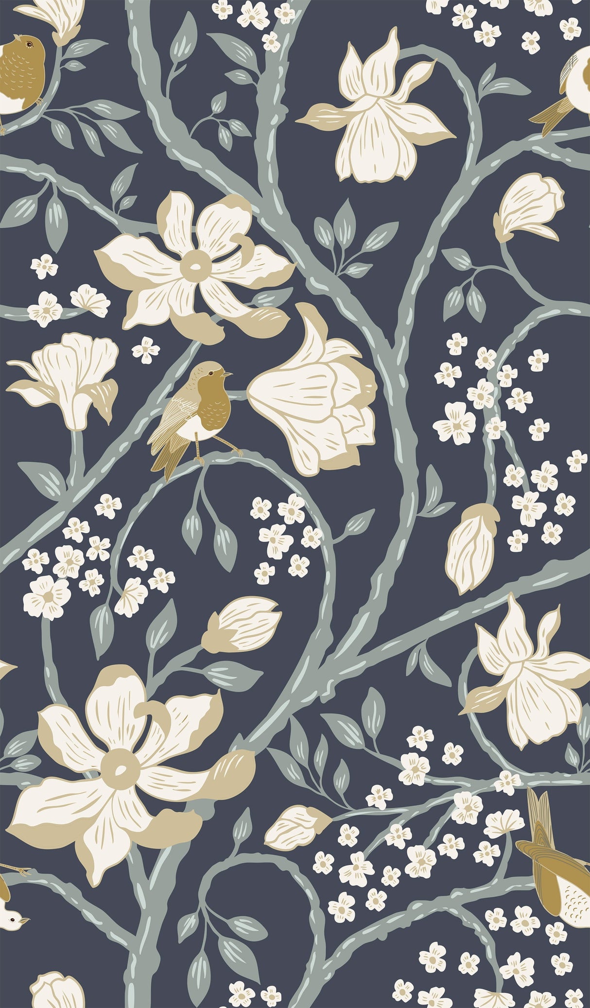 Magnolia Flower Tree and Birds Wallpaper