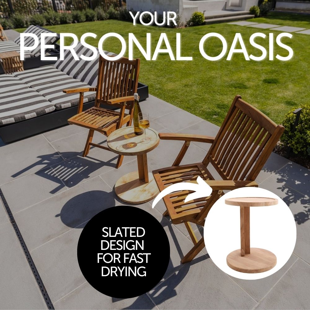 Cabo Natural Teak C Shaped Side Table