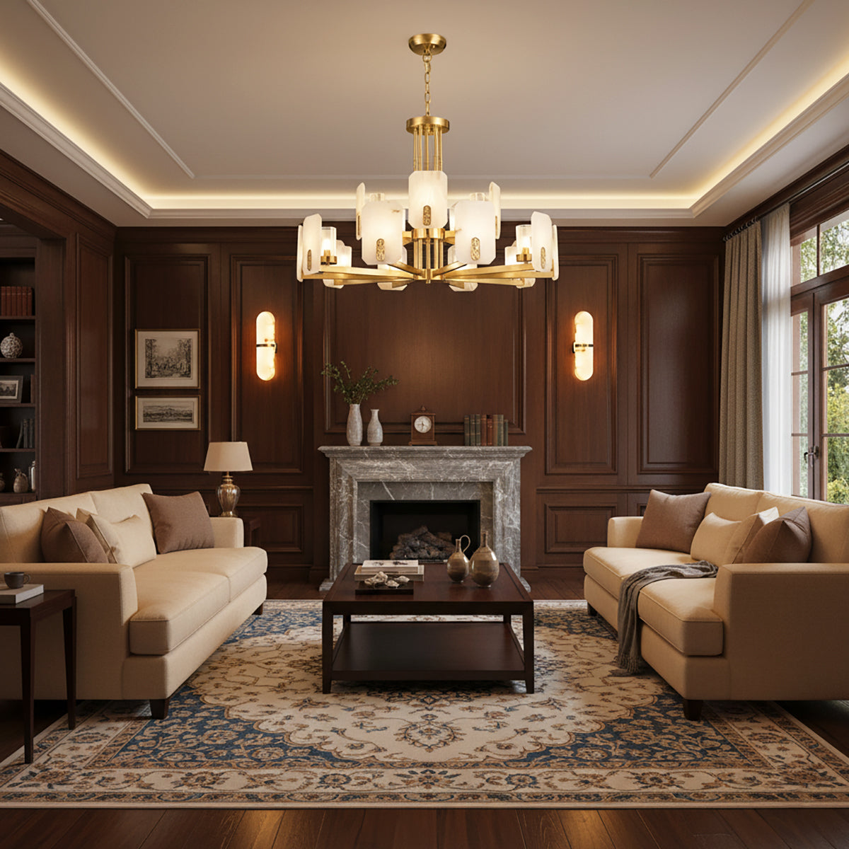 Alabaster Chandelier Copper Luxury
