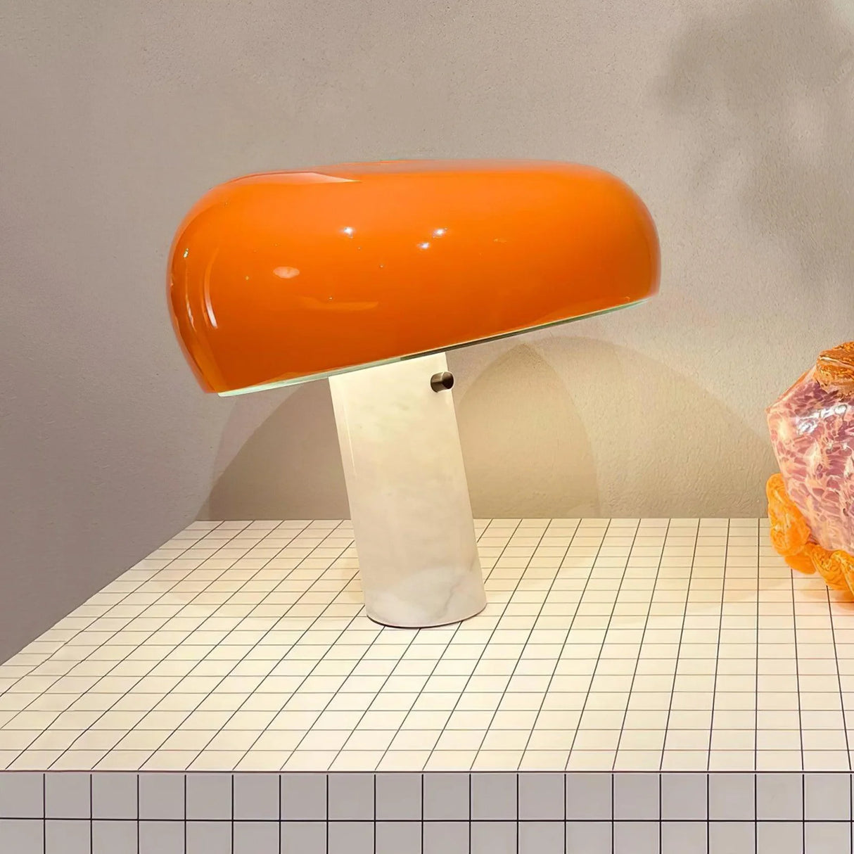 Marble Snoopy Glass Table Lamp