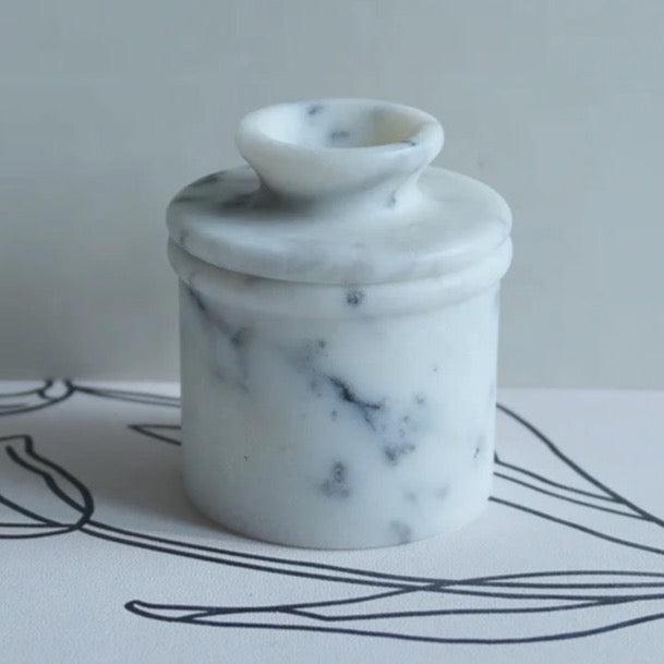 Seraphina Marble Butter Jar, 4"D x 4.5"H