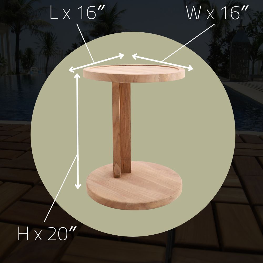 Cabo Natural Teak C Shaped Side Table