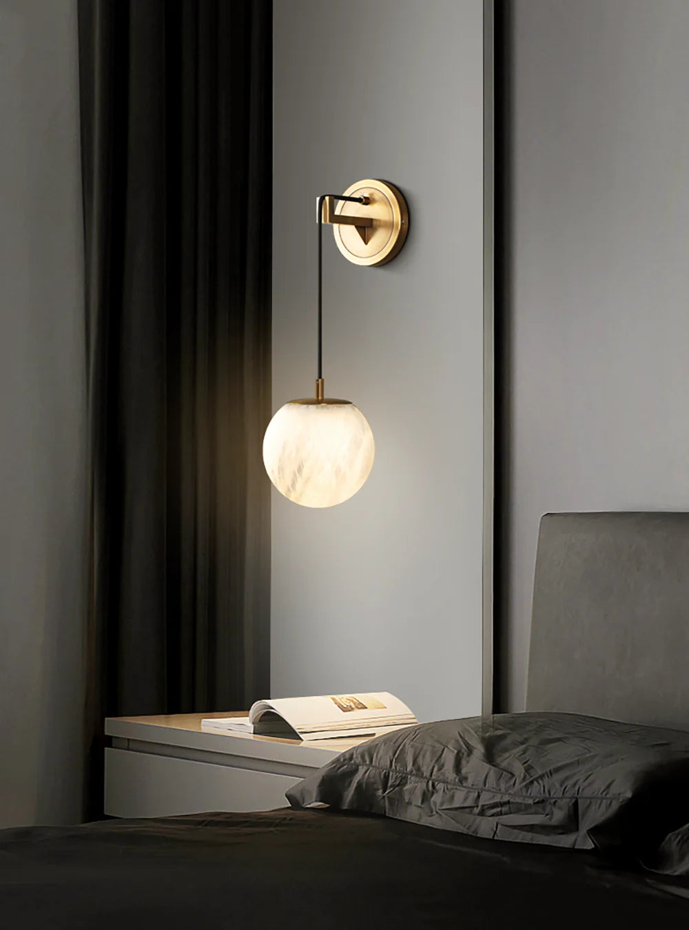 Minimalist Spherical Alabaster Wall Lamp