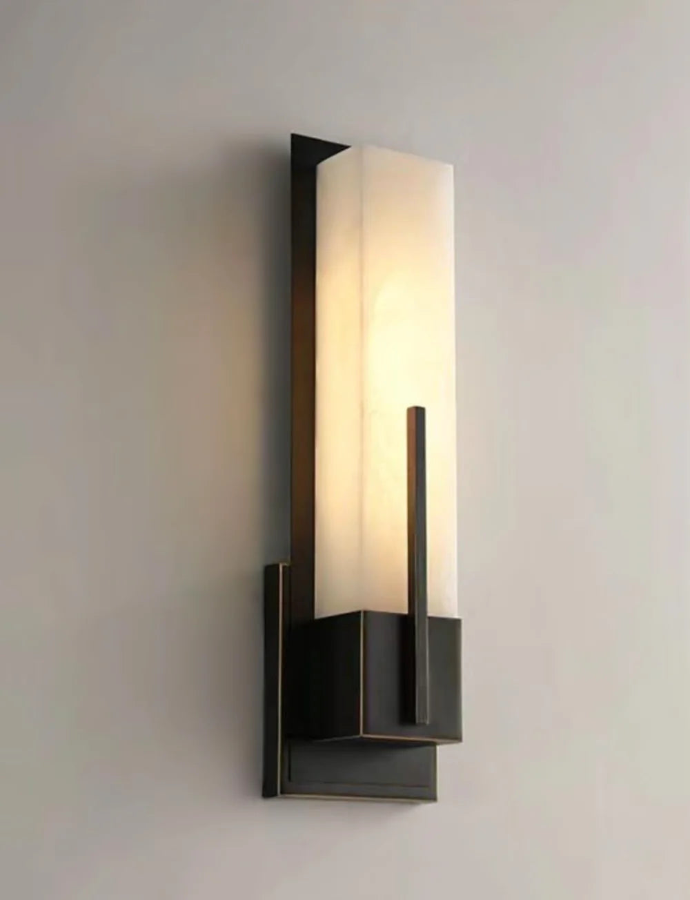 Modern Alabaster Cuboid Copper Wall Lamp