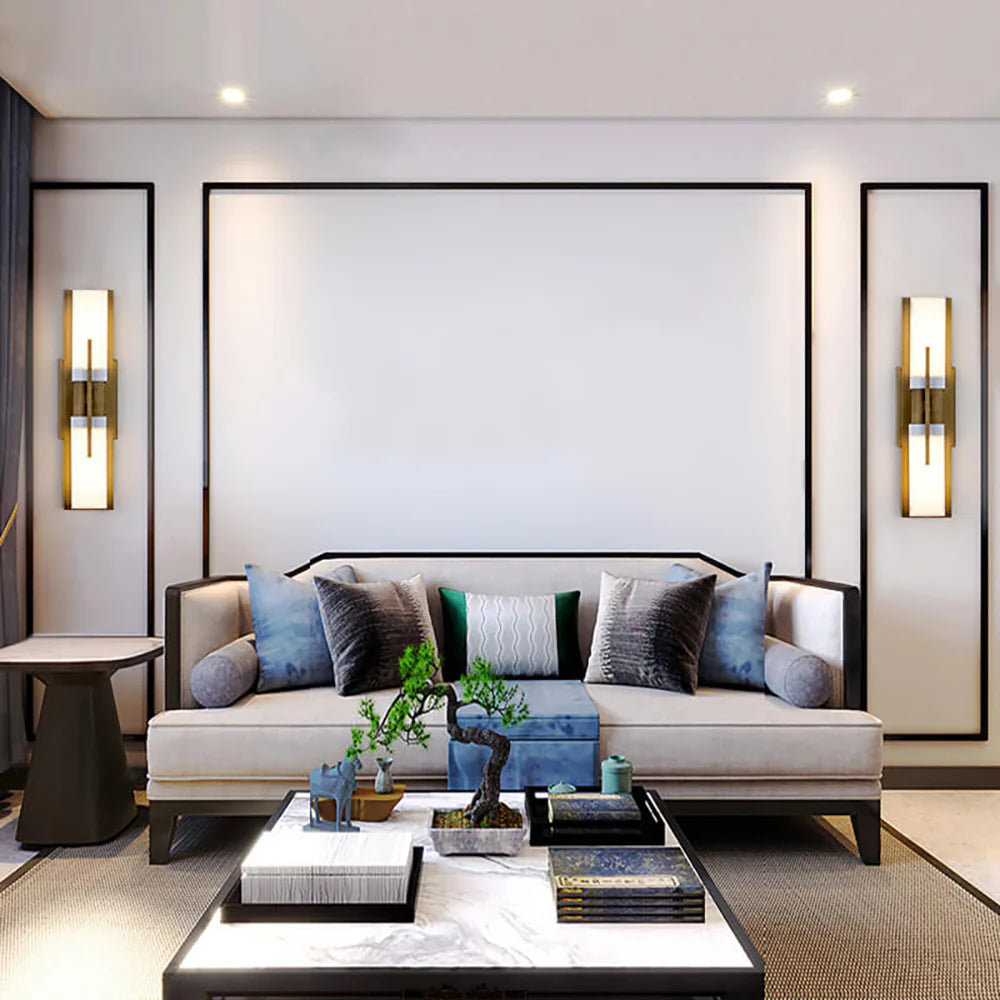 Modern Alabaster Cuboid Copper Wall Lamp