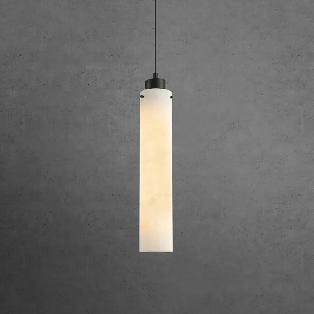 Modern Alabaster Cylinder Pendant Lamp