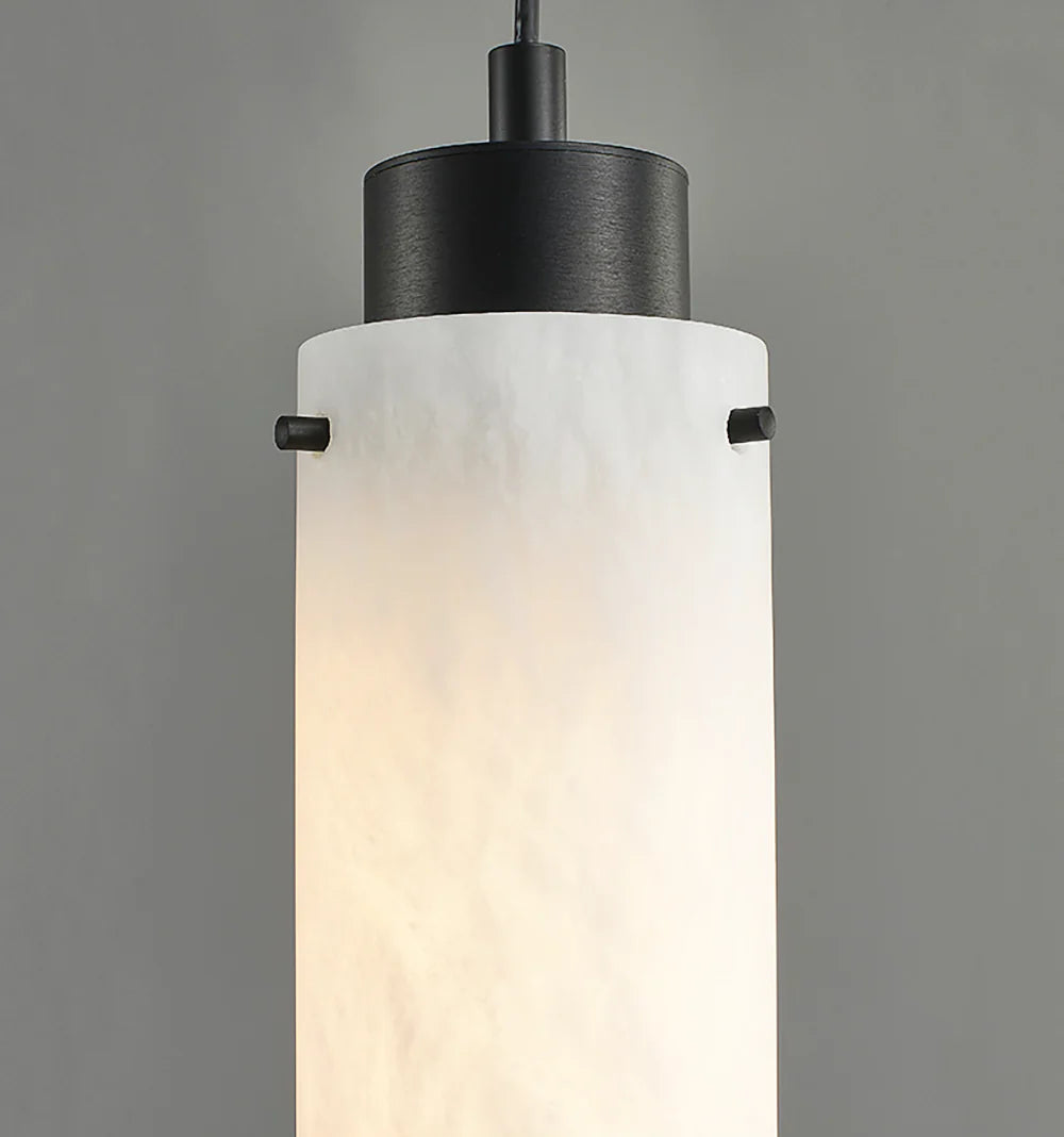 Modern Alabaster Cylinder Pendant Lamp