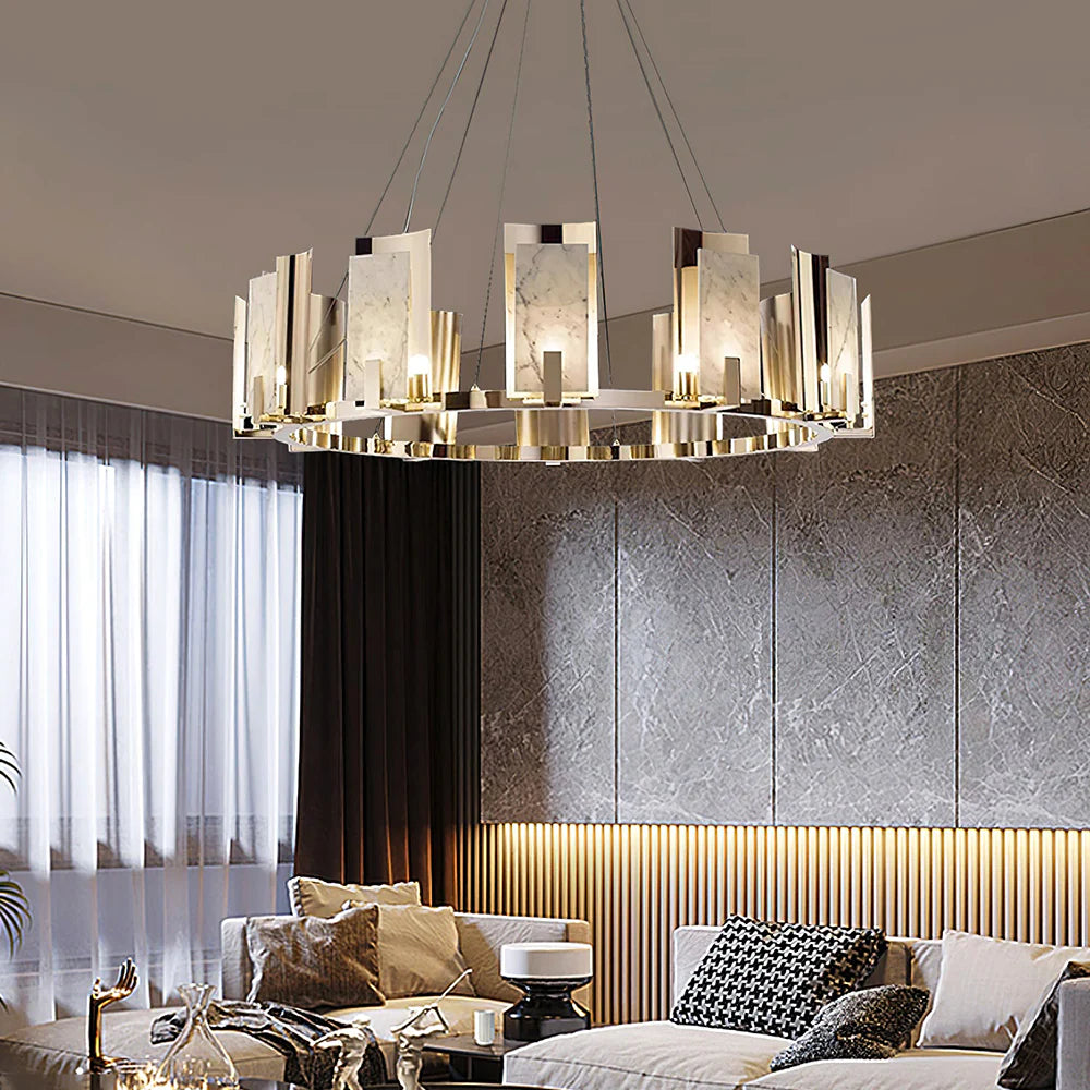 Modern Alabaster Jessie Round Chandelier