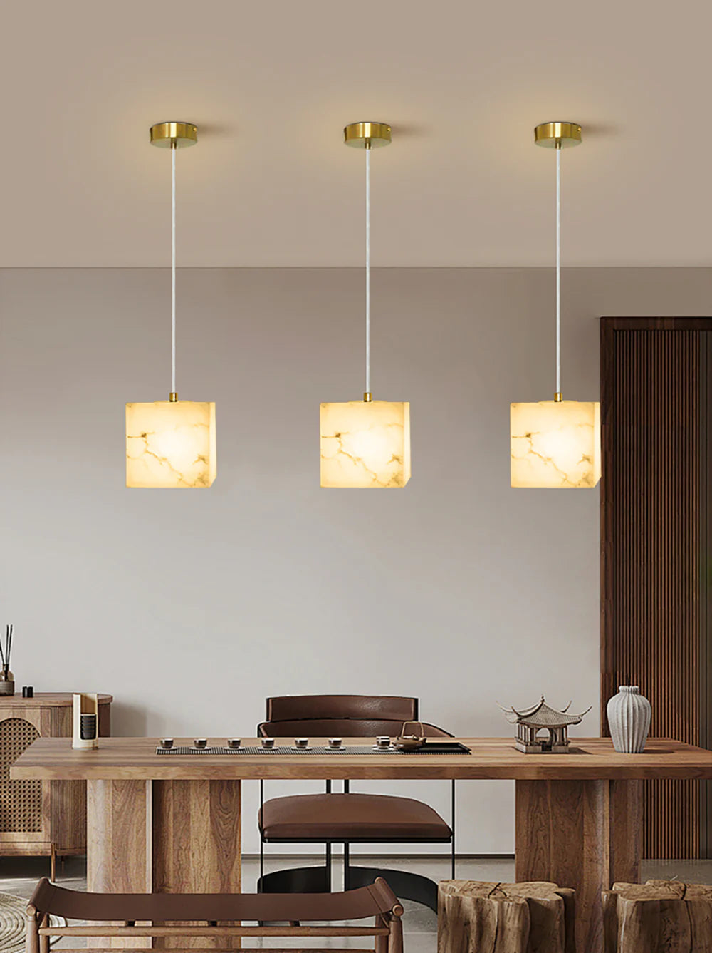 Alabaster Square Pendant Light