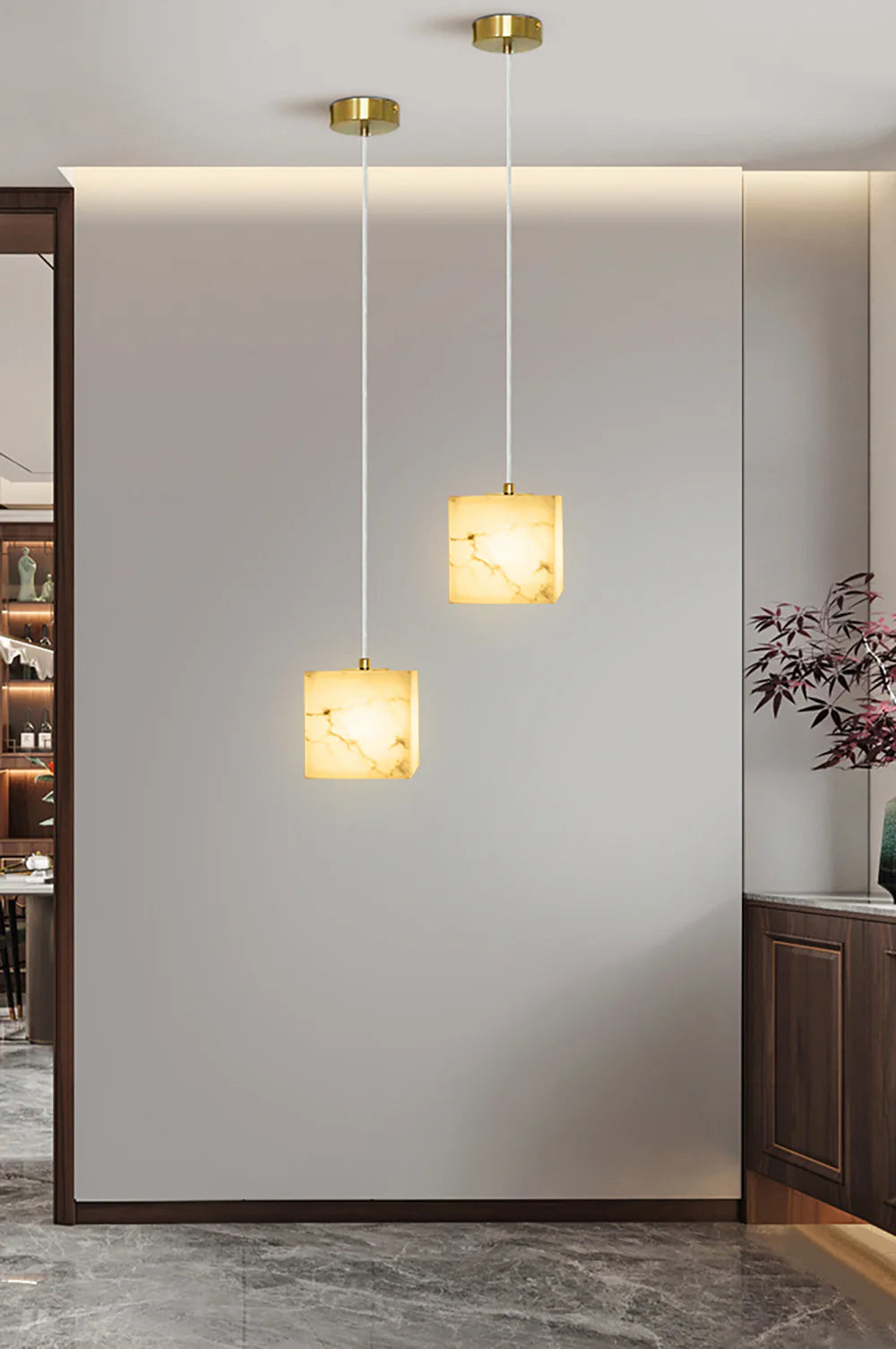 Alabaster Square Pendant Light