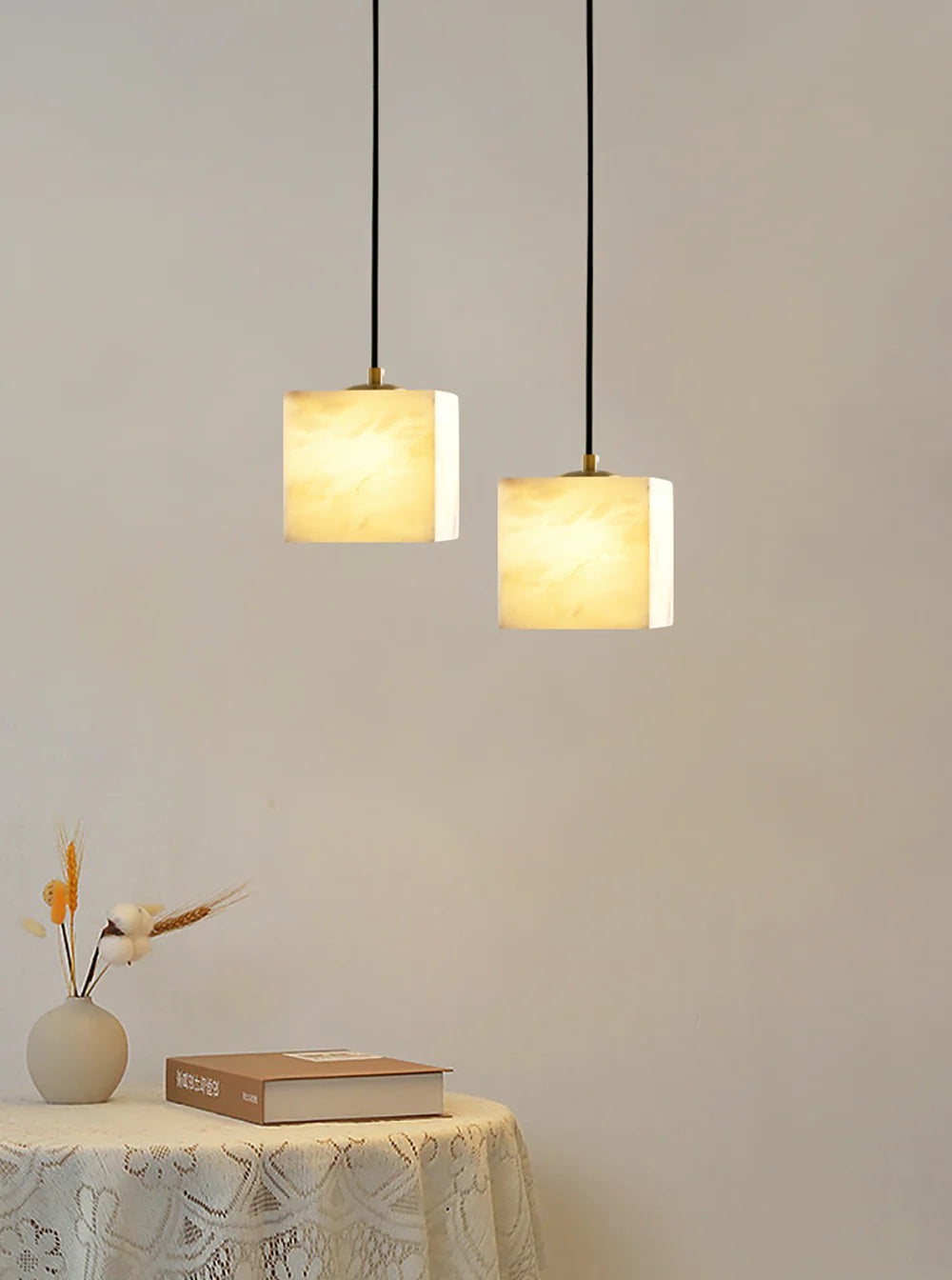 Alabaster Square Pendant Light
