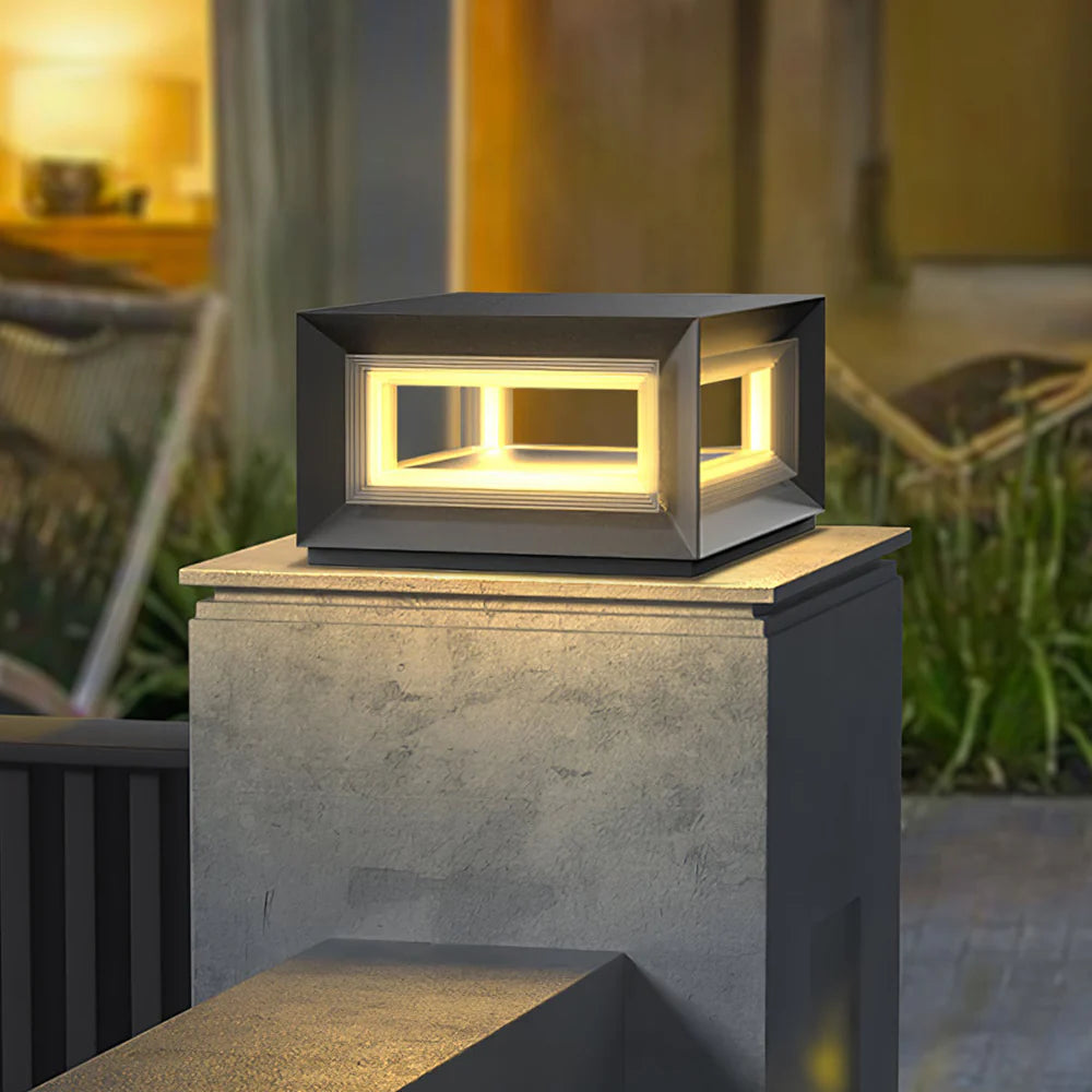 Modern Black Cube Outdoor Lamp