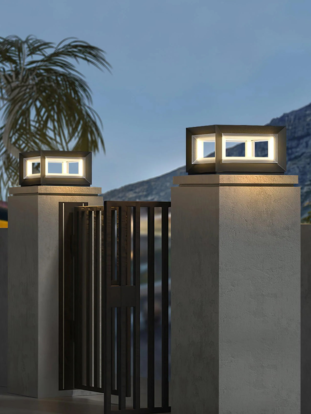 Modern Black Cube Outdoor Lamp