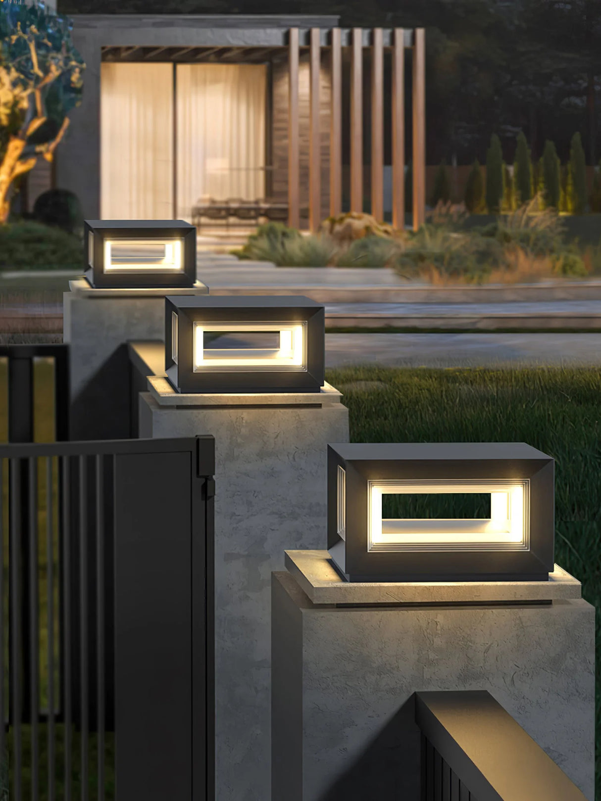 Modern Black Cube Outdoor Lamp