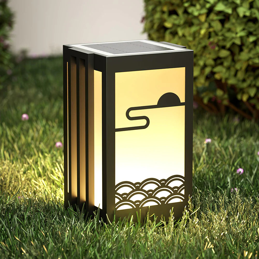 Modern Black Sunrise Pattern Outdoor Light