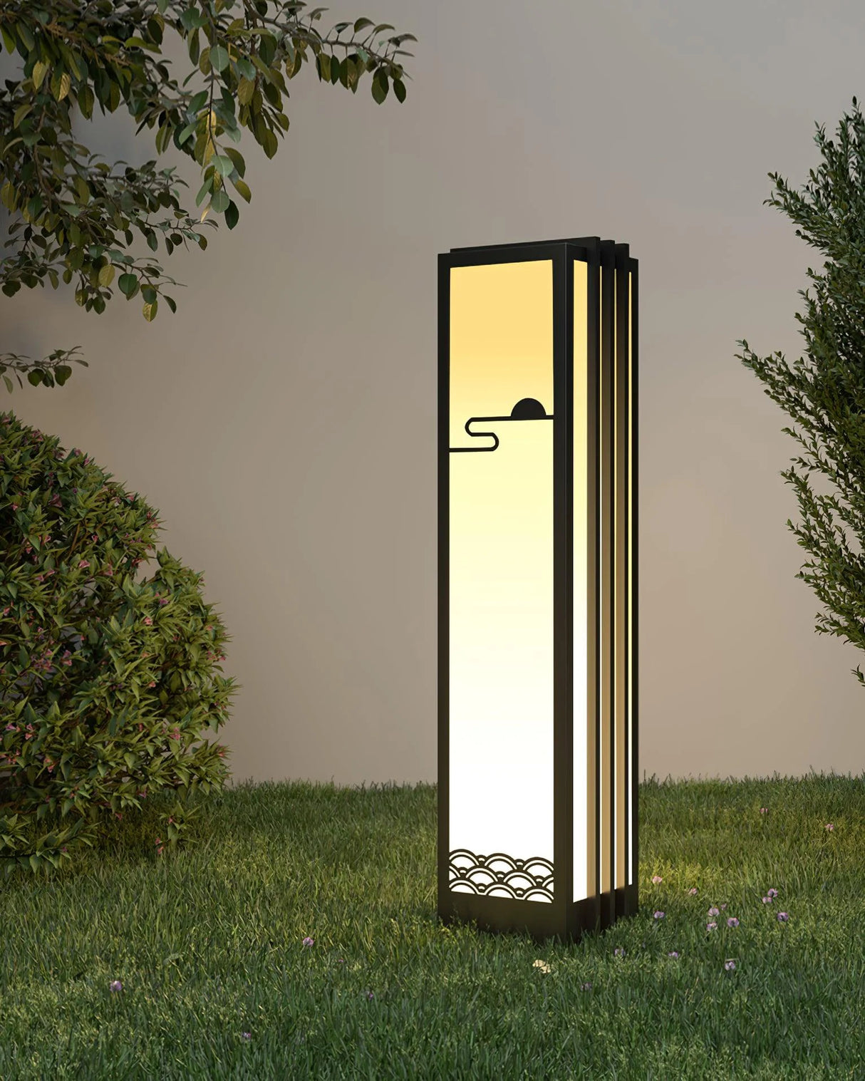 Modern Black Sunrise Pattern Outdoor Light