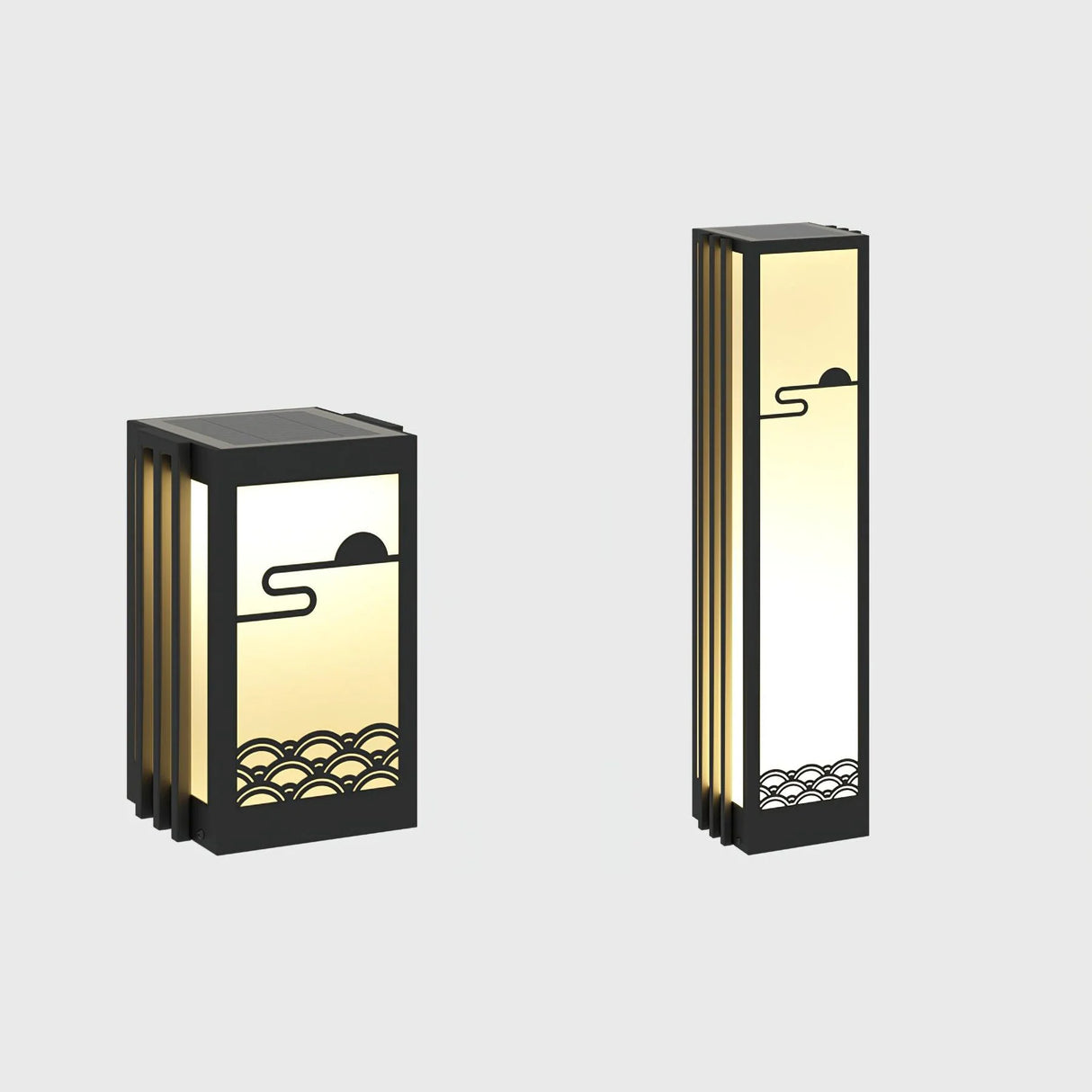 Modern Black Sunrise Pattern Outdoor Light